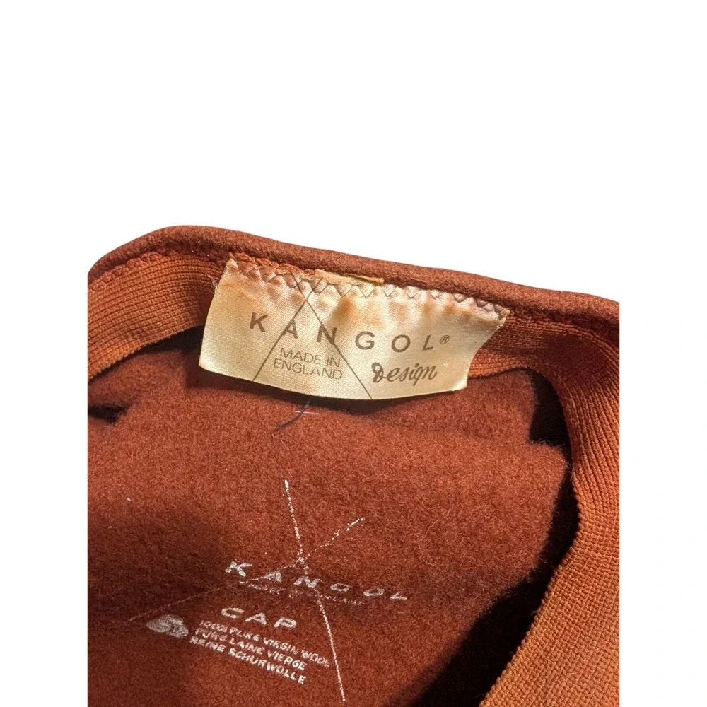 Vintage Kangol Made in England Wool Flat Cap Rust Brown Ivy Newsboy Hat